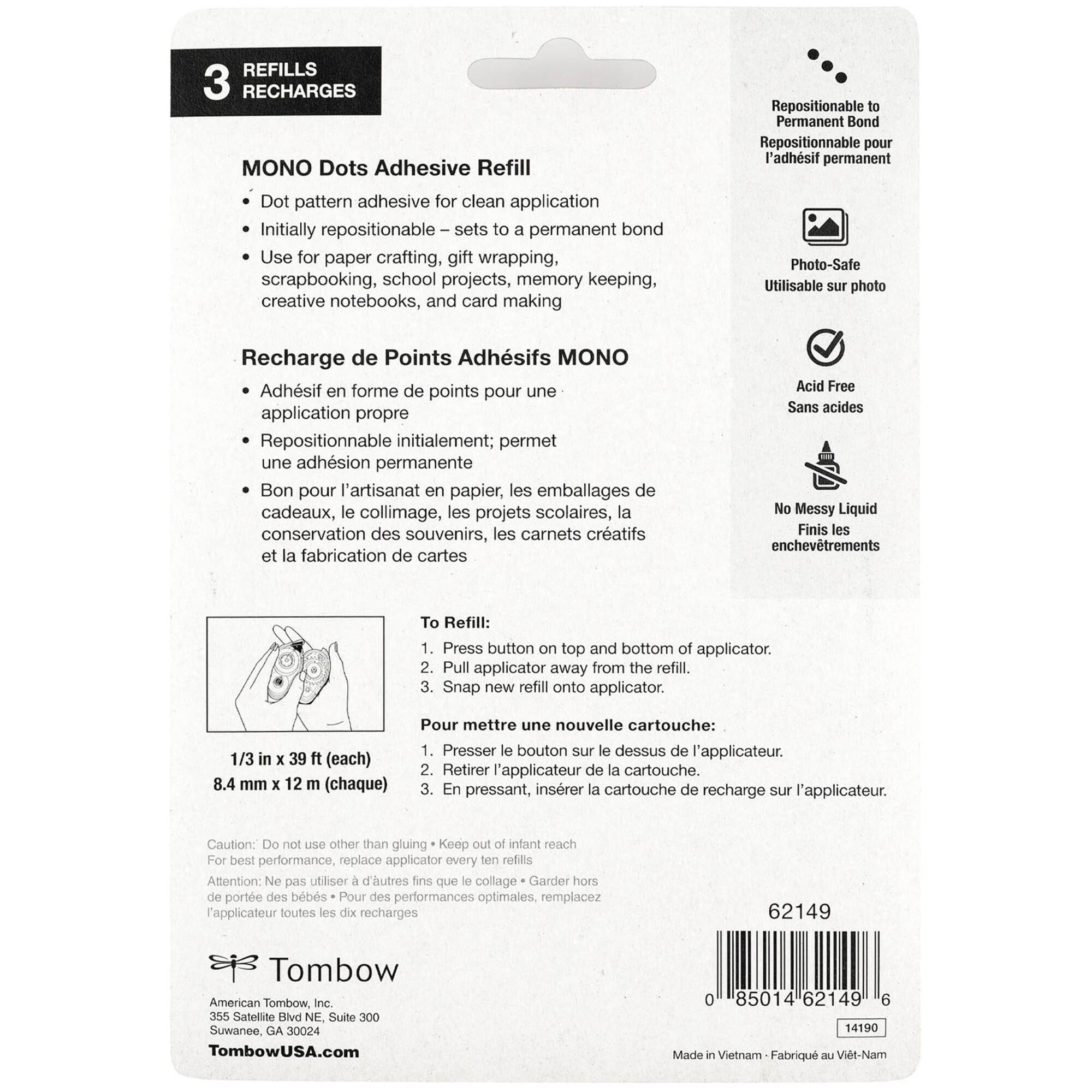 6 Packs: 3 ct. (18 total) Tombow Mono Dot Adhesive Tape Refills